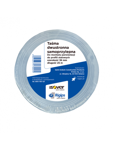 Taśma do mocowania folii paroizolacyjnej Isover 38mm x 25mb.