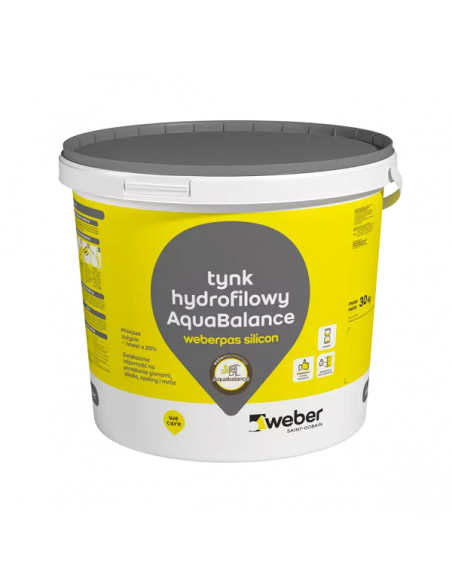 Tynk silikonowy hydrofilowy Weber.pas silicon AquaBalance 30 kg